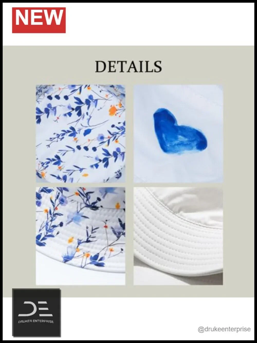 Unisex Floral Bucket Hat Reversible Double Side Print Fishing Cap